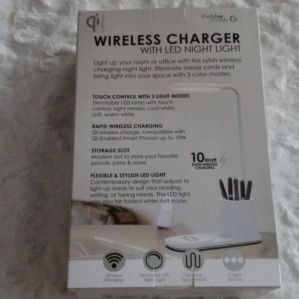 Wireless Charger w/LED Night Light - Picture 2 of 2